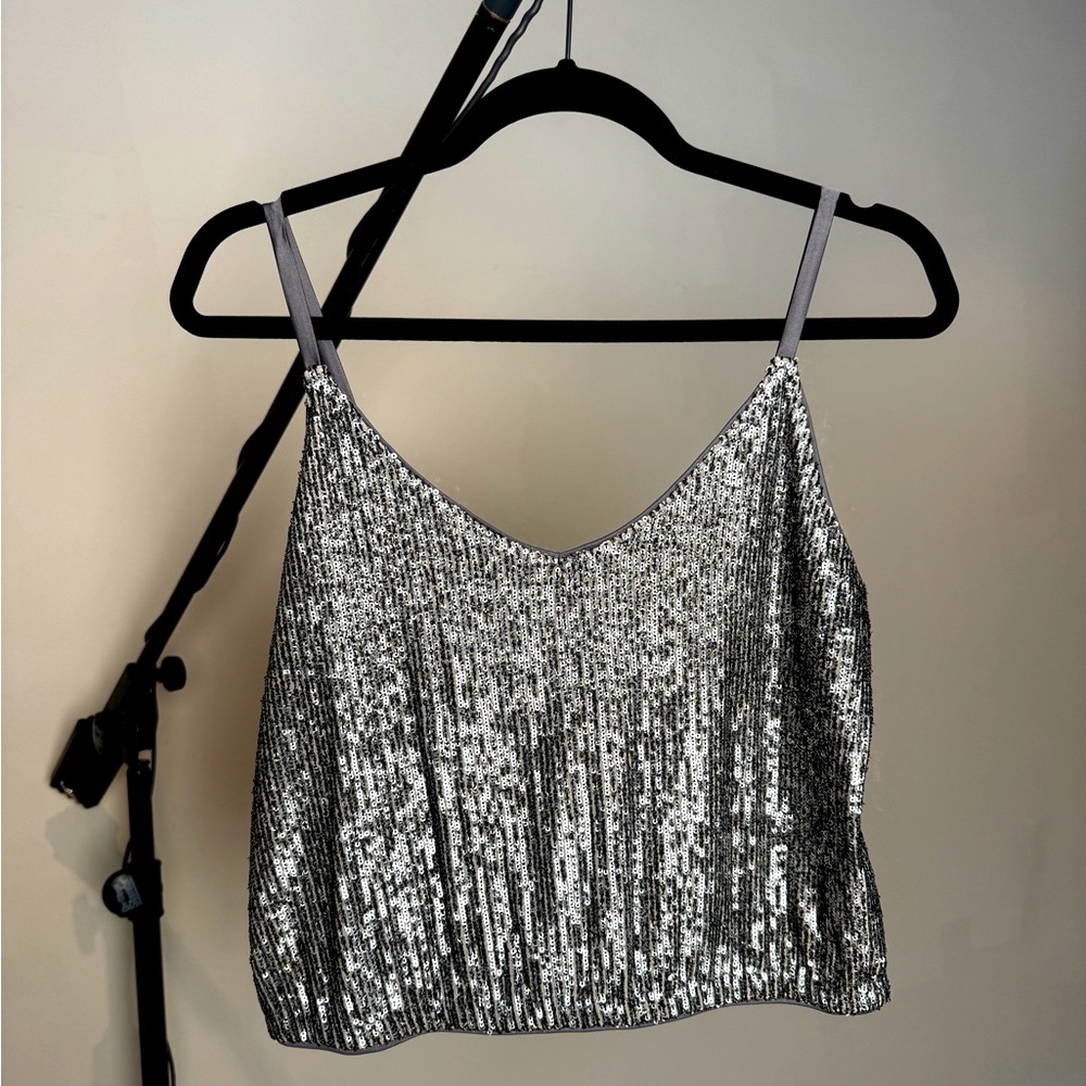 Express Silver sequined party blouse!